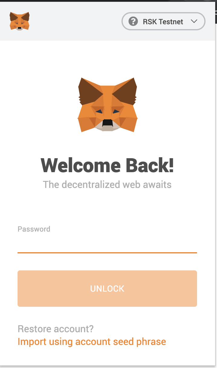 RSK full stack dApp - Metamask