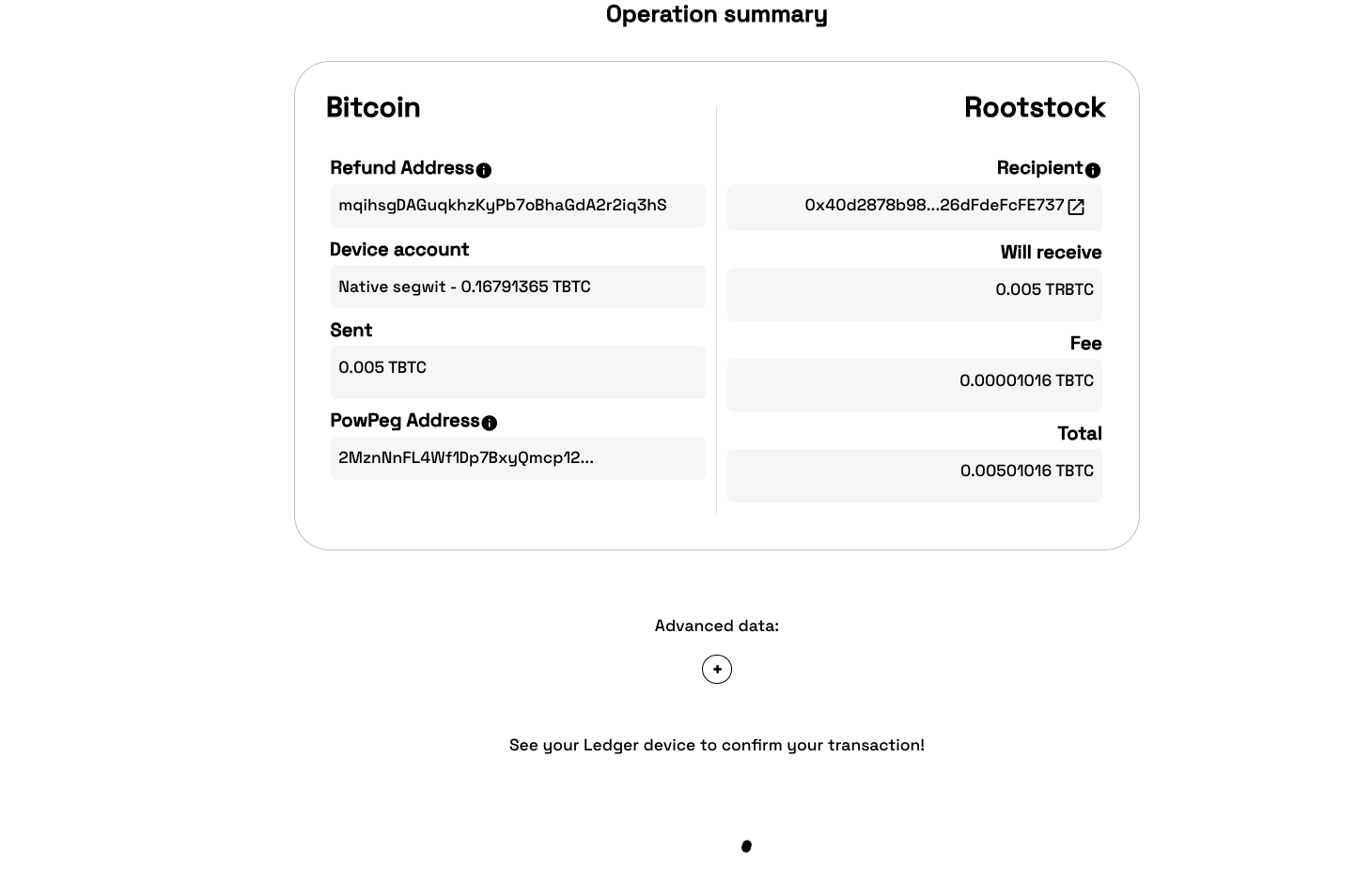 Confirm transaction on Ledger Device