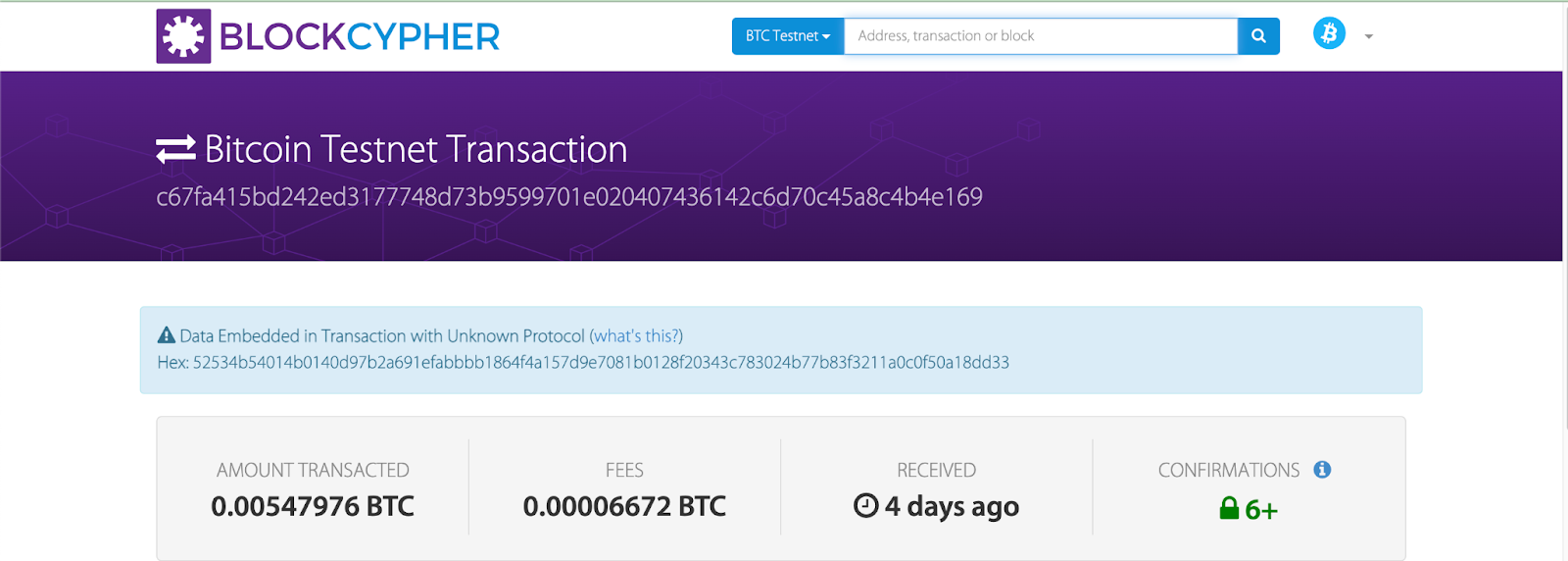 Blockcypher Transaction Status