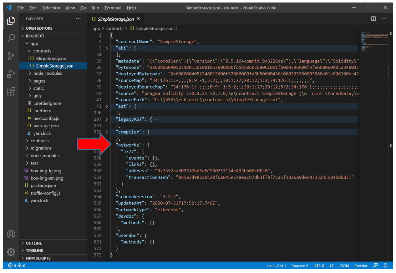 simpleStorage.json networks