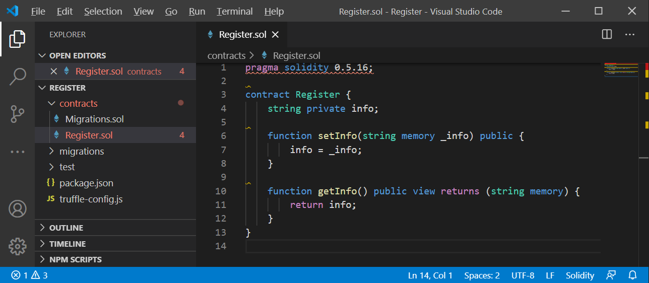 VS Code Register.sol